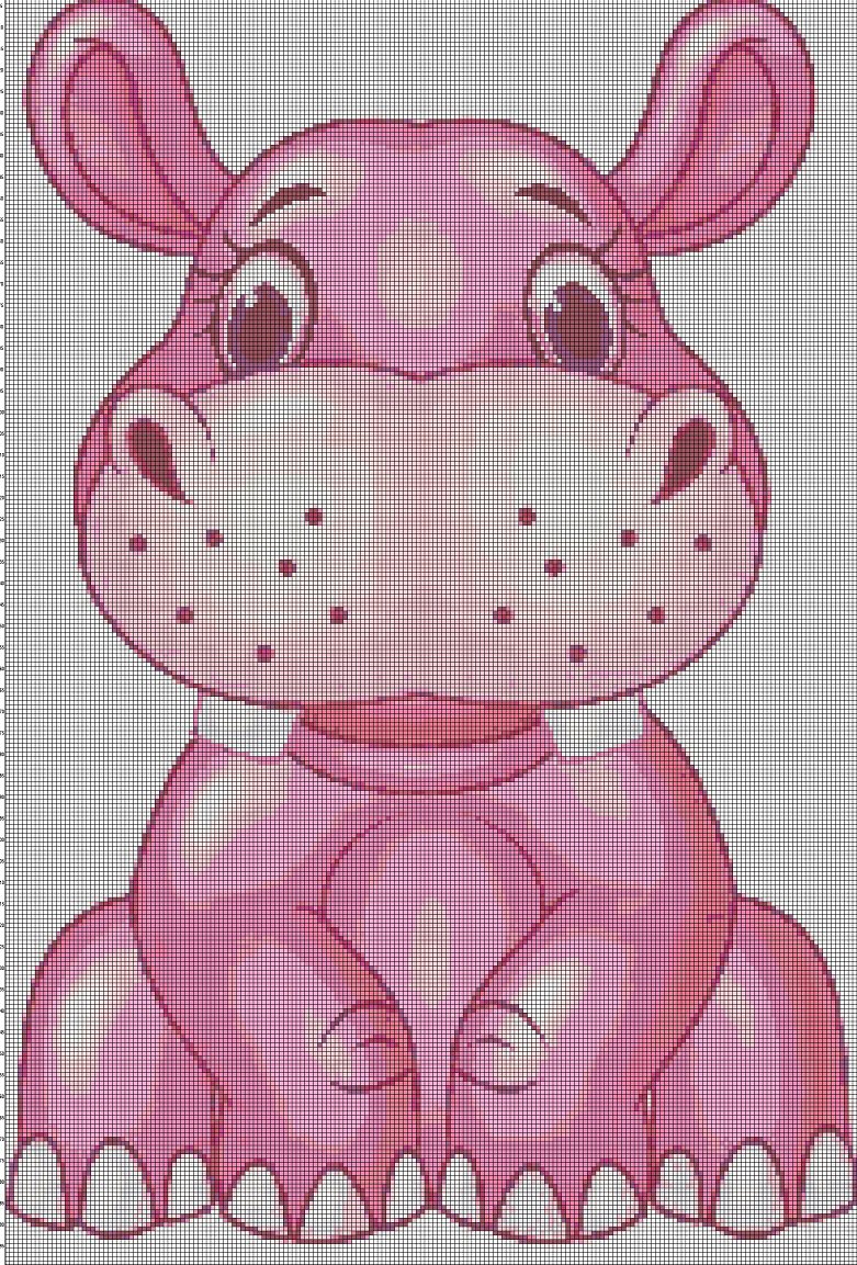 Little hippo DMC cross stitch pattern in pdf DMC