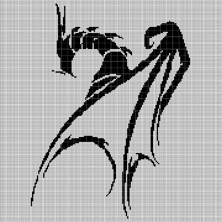 Black dragon silhouette cross stitch pattern in pdf