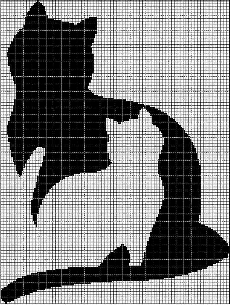 Cat in cat silhouette cross stitch pattern in pdf