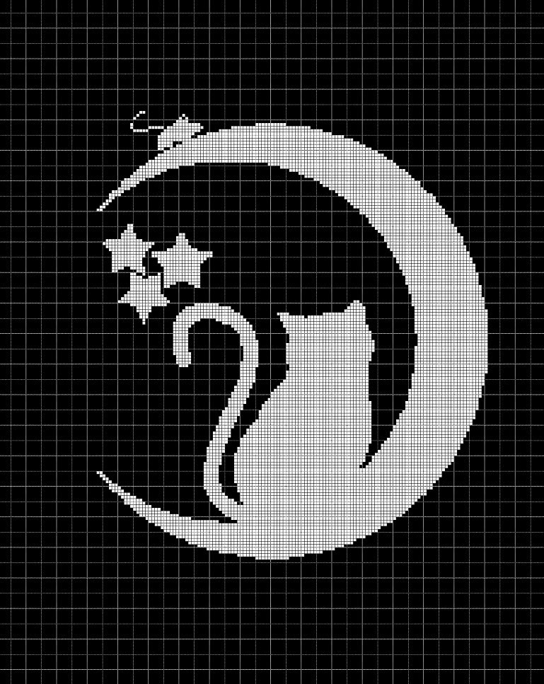 Cat on moon silhouette cross stitch pattern in pdf