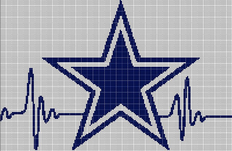 Cowboys Heartbeat silhouette cross stitch pattern in pdf