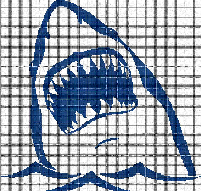 Shark silhouette cross stitch pattern in pdf