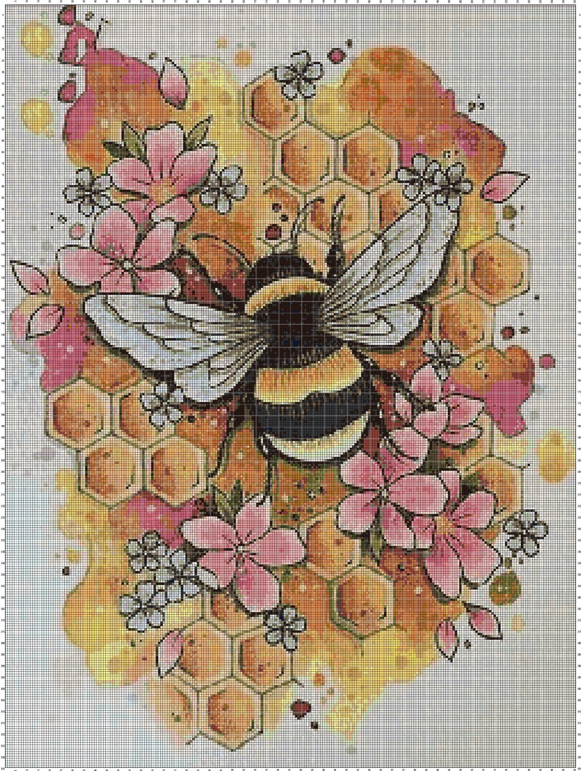 Honey bee DMC cross stitch pattern in pdf DMC