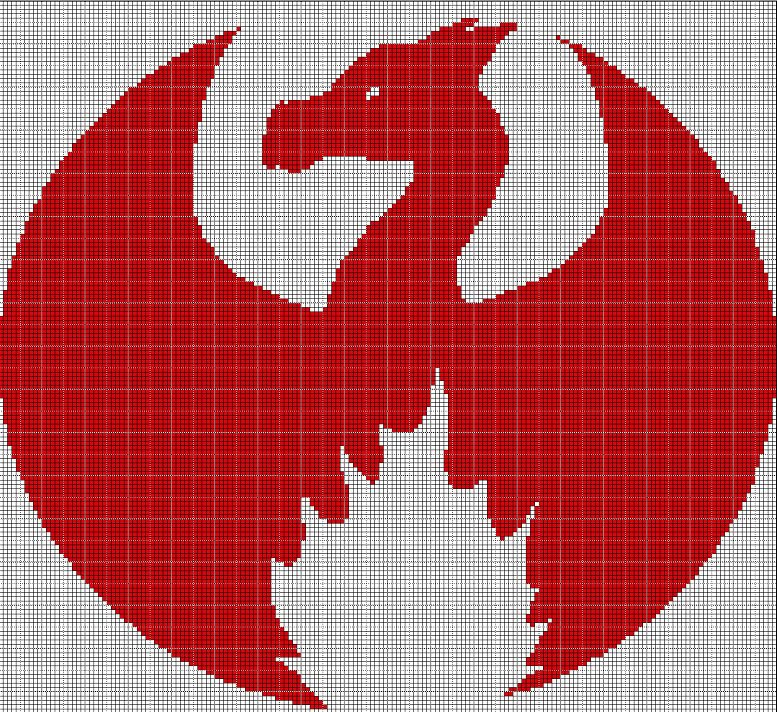 Dragon fire silhouette cross stitch pattern in pdf