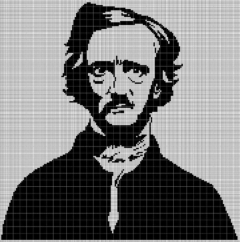 Edgar Allan Poe silhouette cross stitch pattern in pdf