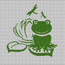 Frog on a lily pad silhouette cross stitch pattern in pdf