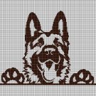 German Shepherd silhouette cross stitch pattern in pdf