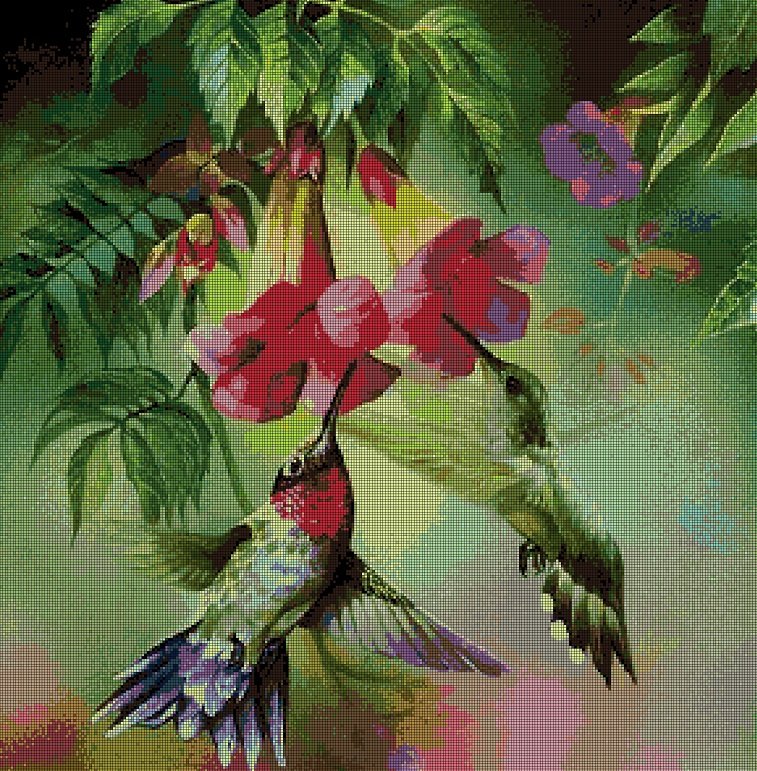 The hummingbird DMC cross stitch pattern in pdf DMC