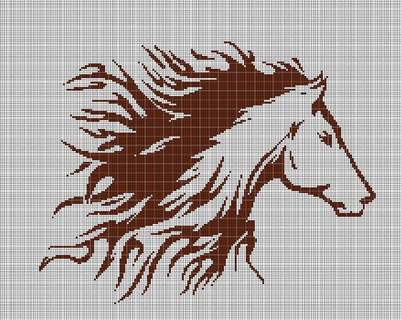 Horse head silhouette cross stitch pattern in pdf
