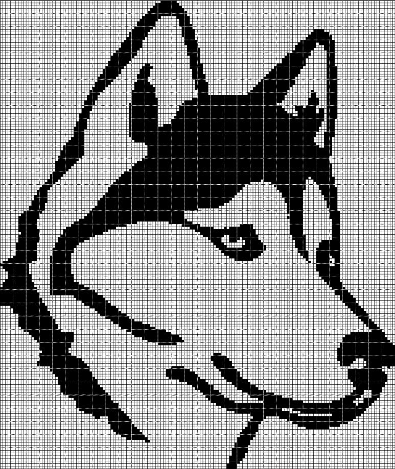 Husky Head silhouette cross stitch pattern in pdf