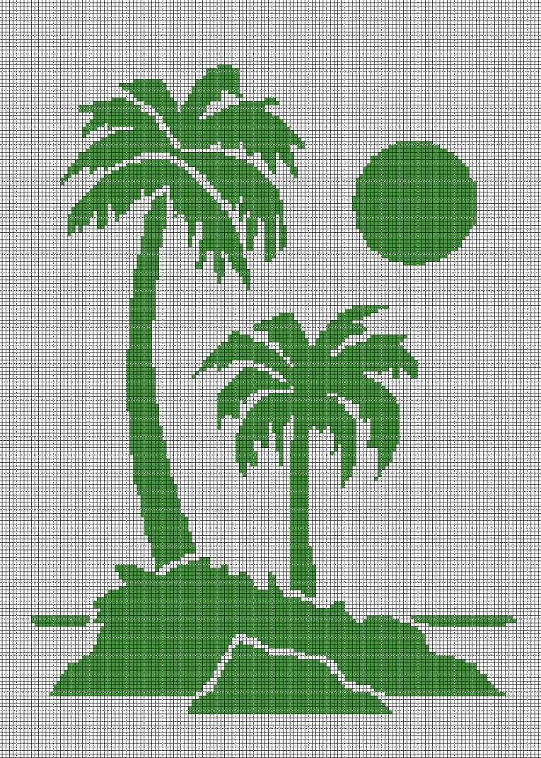 Island silhouette cross stitch pattern in pdf