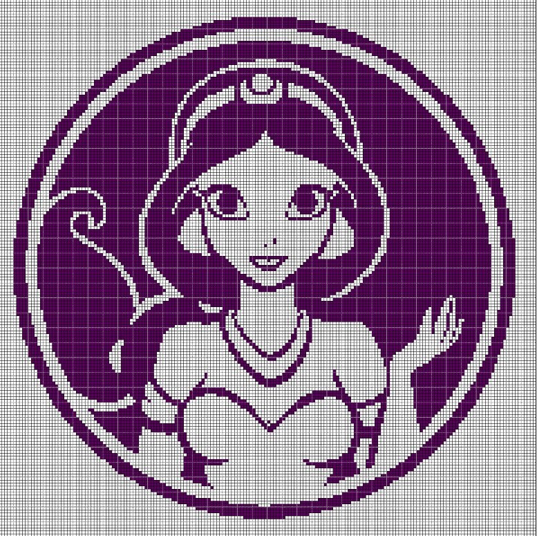 Jasmine princess silhouette cross stitch pattern in pdf