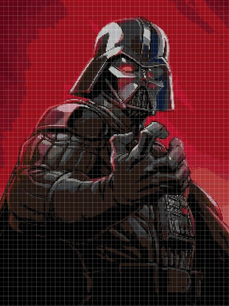 Darth Vader DMC cross stitch pattern in pdf DMC