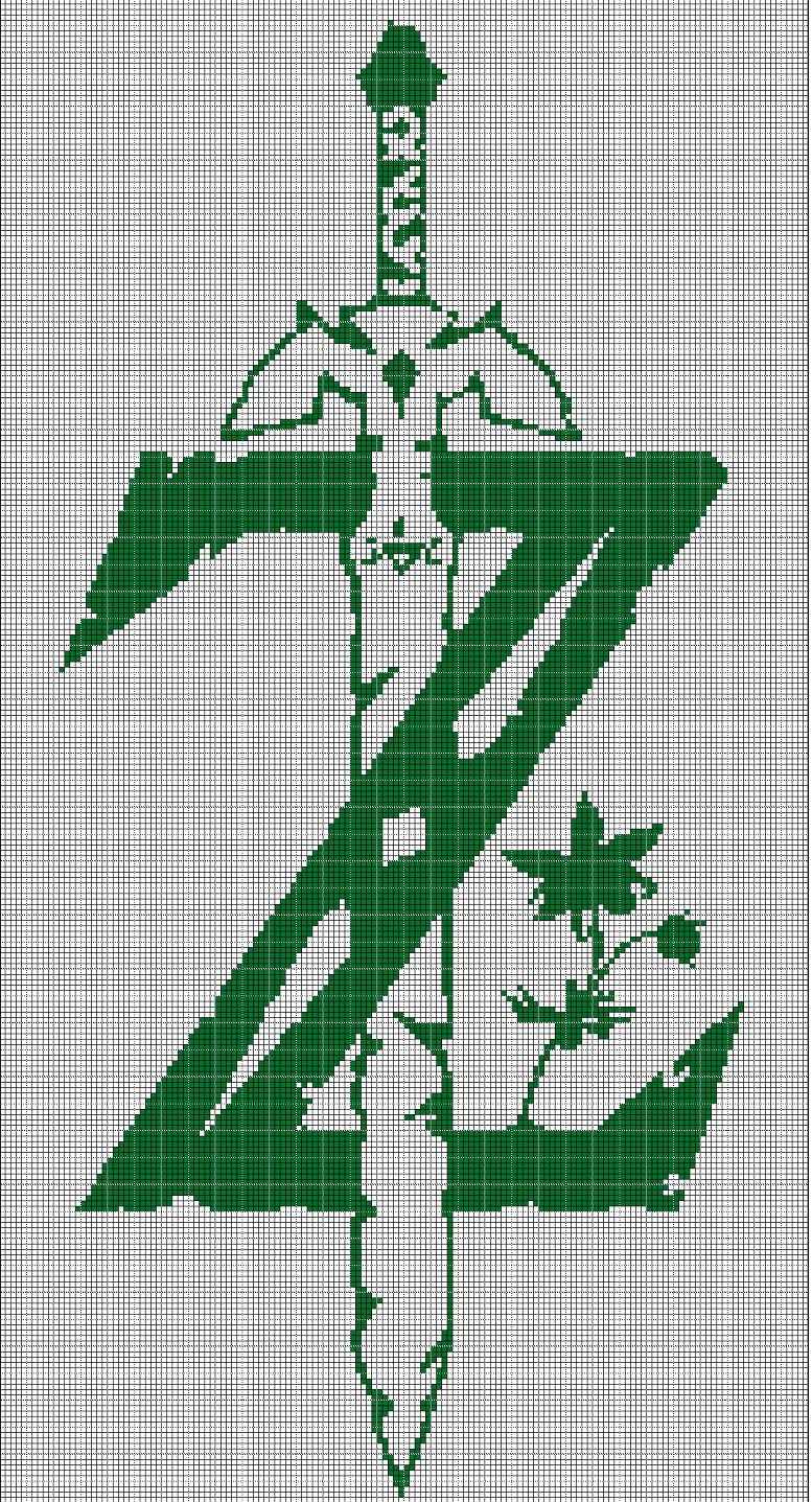 Legend of Zelda symbol silhouette cross stitch pattern in pdf