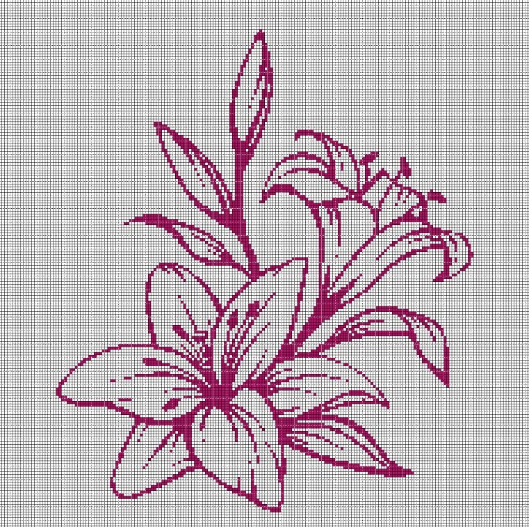 Lilies 2 silhouette cross stitch pattern in pdf