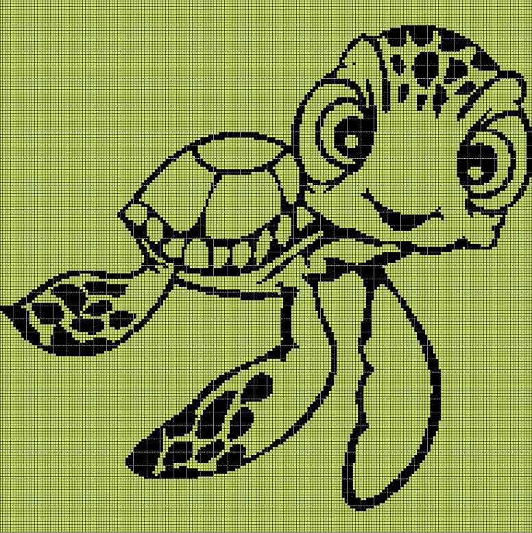 Little turtle silhouette cross stitch pattern in pdf