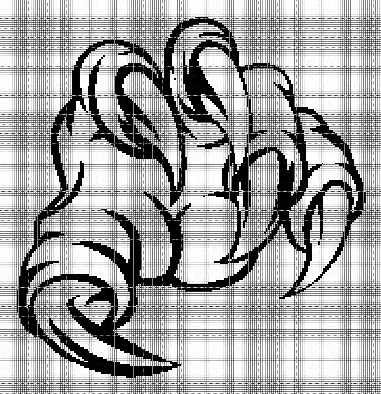 Monster hand silhouette cross stitch pattern in pdf