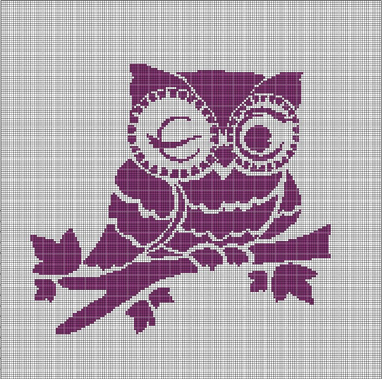 Owl 2 silhouette cross stitch pattern in pdf