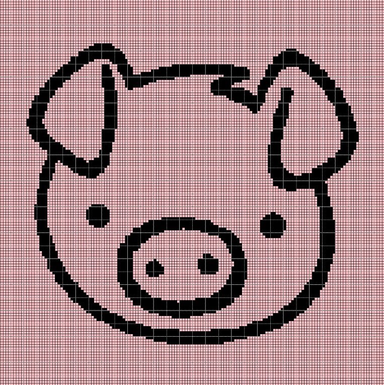 Pig silhouette cross stitch pattern in pdf