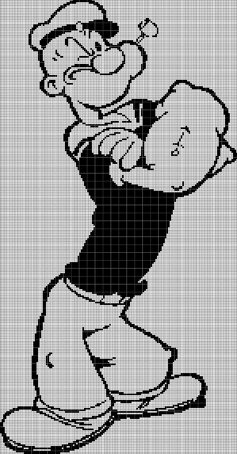 Popeye silhouette cross stitch pattern in pdf