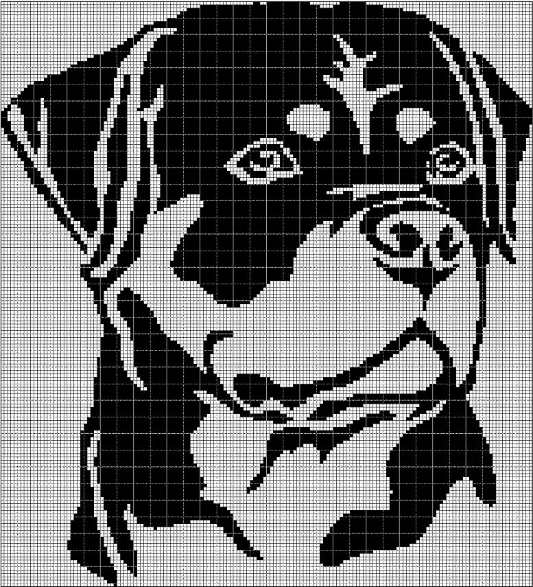 Rottweiler head silhouette cross stitch pattern in pdf