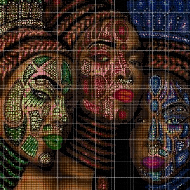 African women DMC cross stitch pattern in pdf DMC