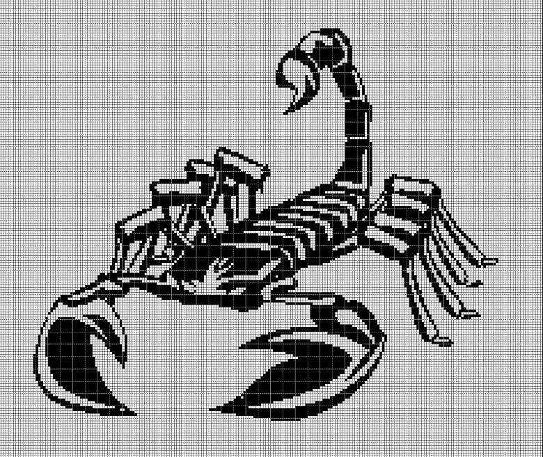 Scorpion silhouette cross stitch pattern in pdf
