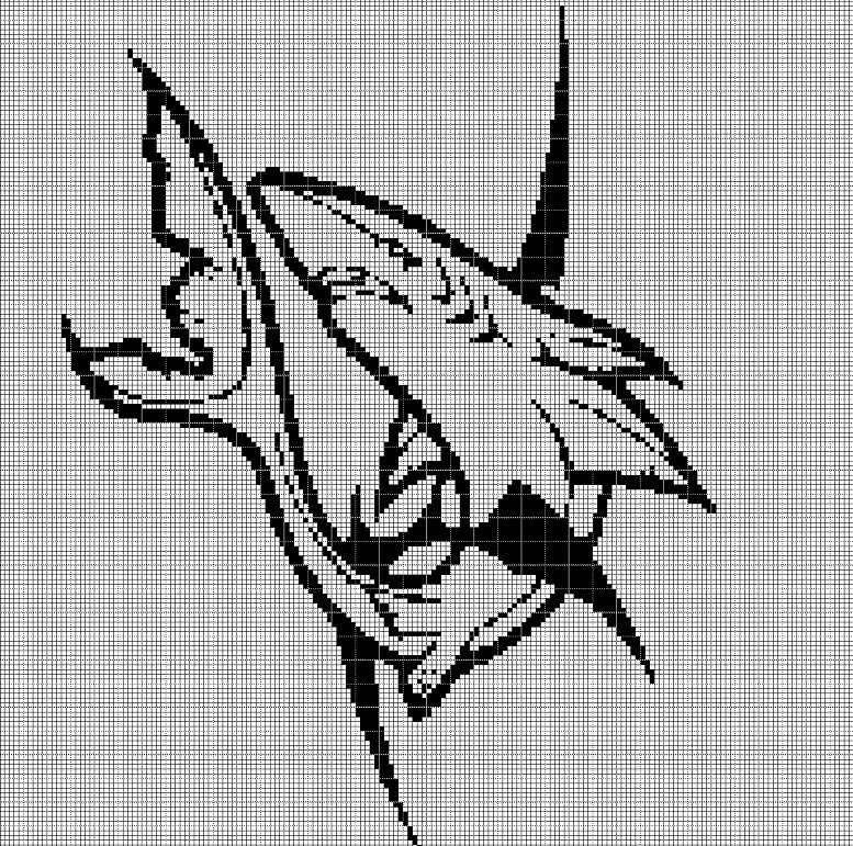 Shark 2 silhouette cross stitch pattern in pdf