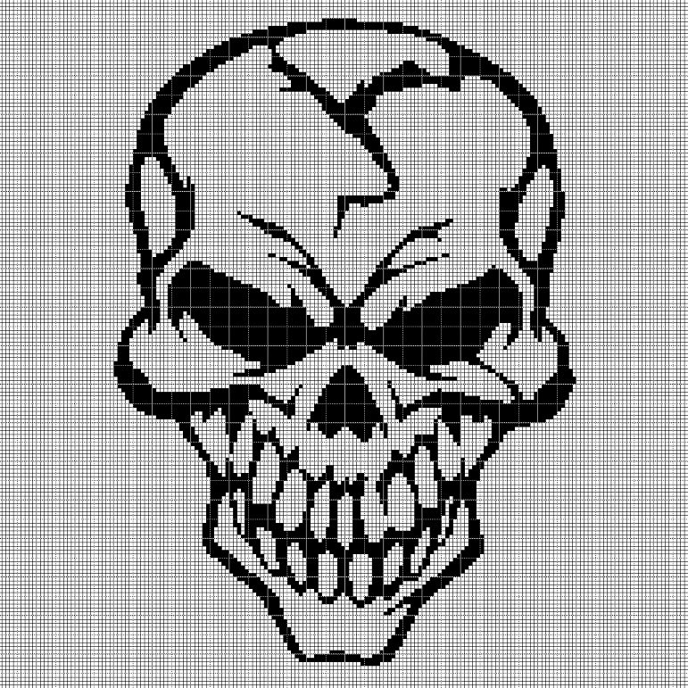 Skull silhouette cross stitch pattern in pdf