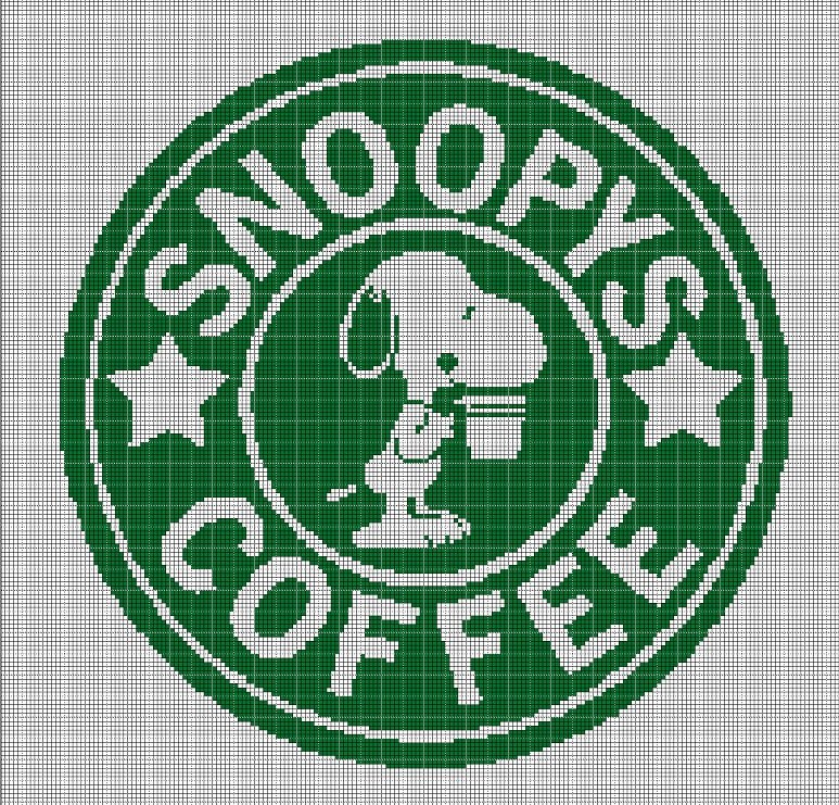 Snoopy coffee silhouette cross stitch pattern in pdf