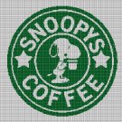 Snoopy coffee silhouette cross stitch pattern in pdf