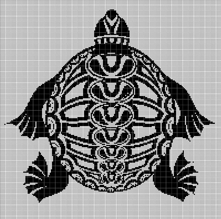 Tribal turtle 2 silhouette cross stitch pattern in pdf