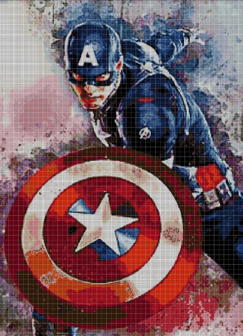 Captain America DMC cross stitch pattern in pdf DMC