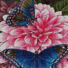 Dahlia with butterflies DMC cross stitch pattern in pdf DMC