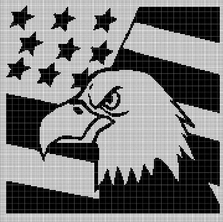 American symbol silhouette cross stitch pattern in pdf