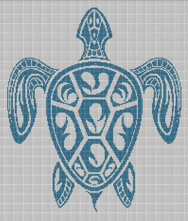 Tribal turtle 3 silhouette cross stitch pattern in pdf