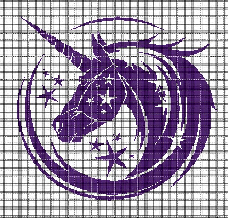 Unicorn head silhouette cross stitch pattern in pdf