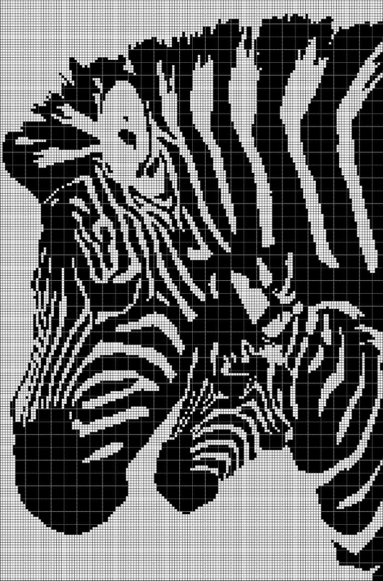 Zebra Mom and baby silhouette cross stitch pattern in pdf