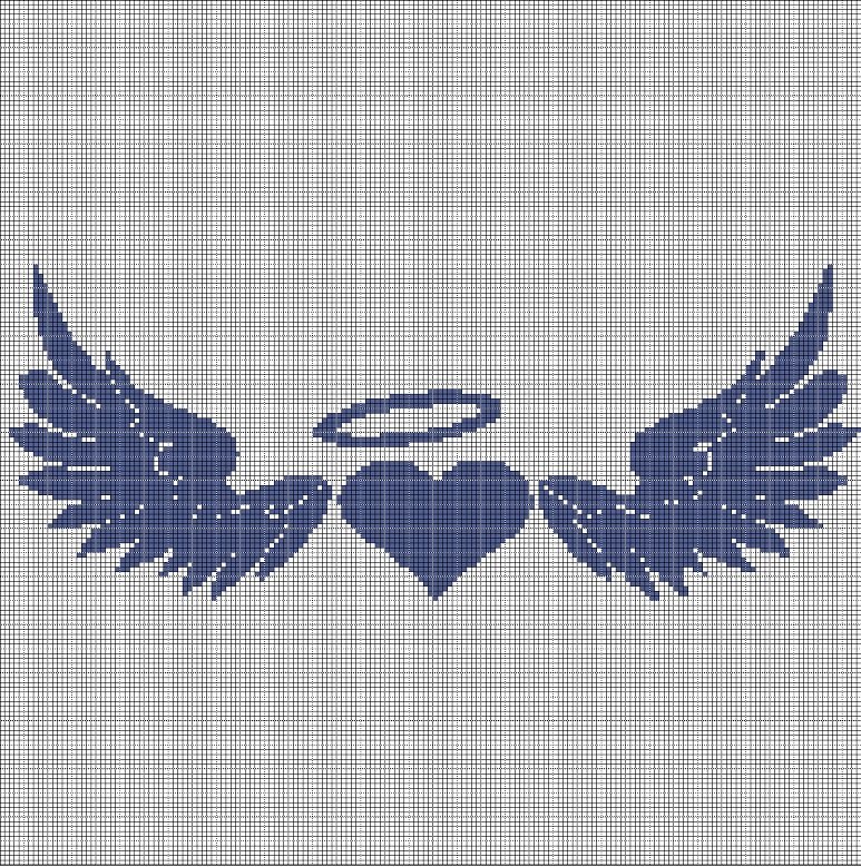 Angel symbols silhouette cross stitch pattern in pdf