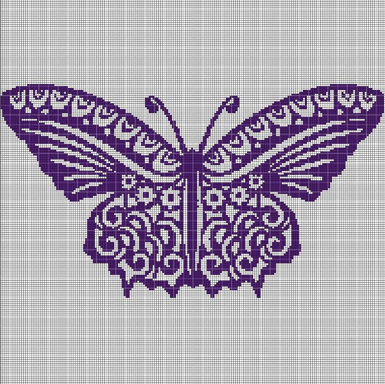 Art butterfly 2 silhouette cross stitch pattern in pdf