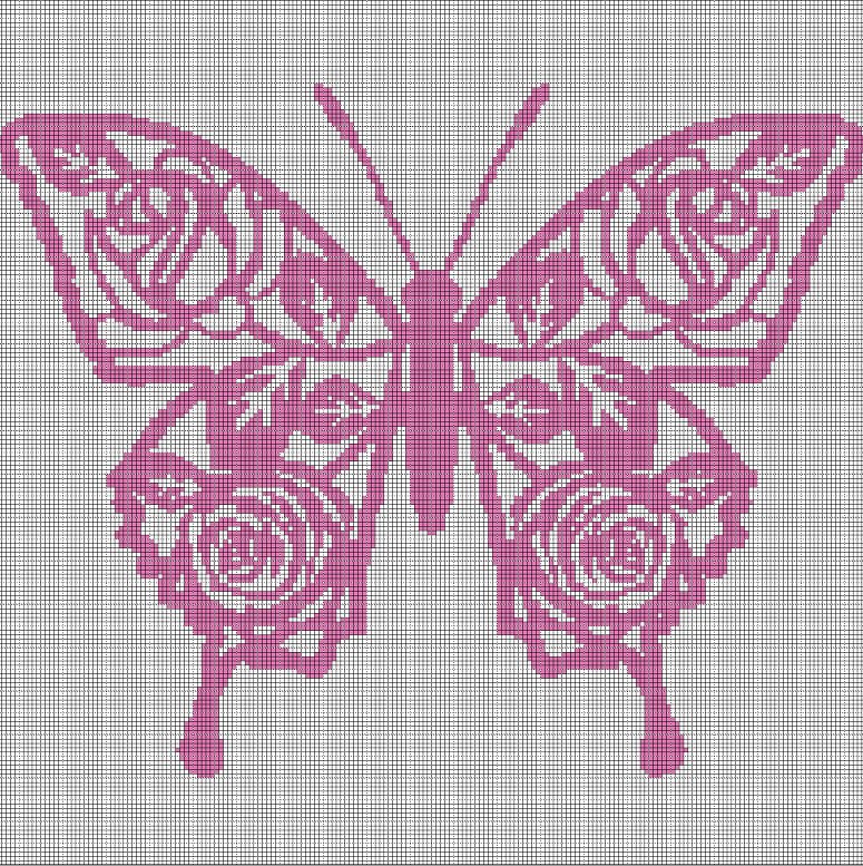 Art butterfly 3 silhouette cross stitch pattern in pdf