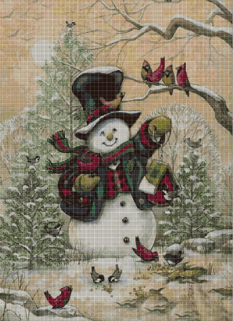 Snowman DMC cross stitch pattern in pdf DMC