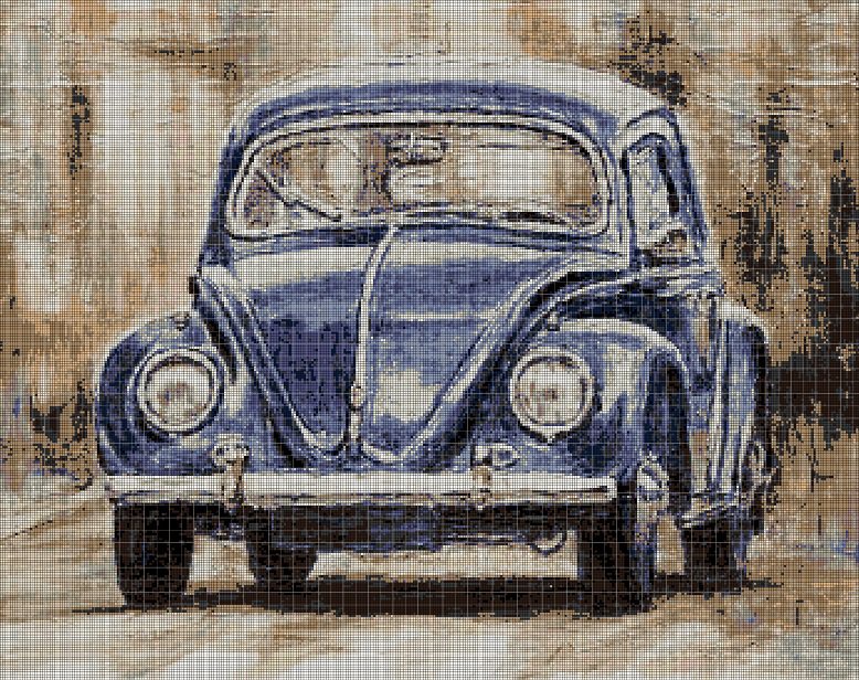 VW Beetle DMC cross stitch pattern in pdf DMC