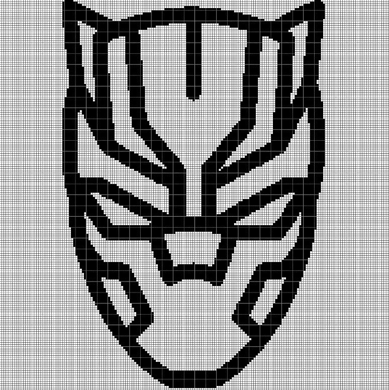 Black Panther mask silhouette cross stitch pattern in pdf
