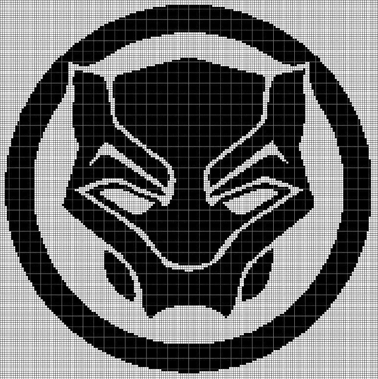 Black Panther symbol silhouette cross stitch pattern in pdf