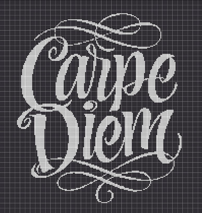 Carpe Diem silhouette cross stitch pattern in pdf