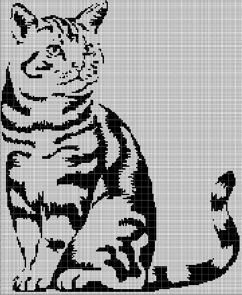 Cat silhouette cross stitch pattern in pdf
