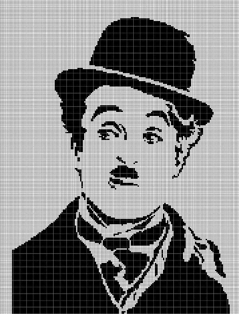 Charlie Chaplin silhouette cross stitch pattern in pdf