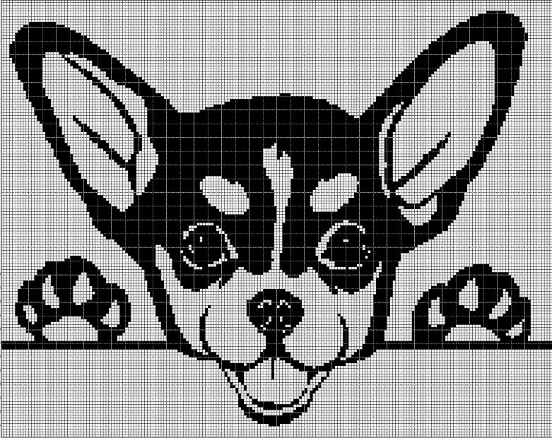 Chihuahua silhouette cross stitch pattern in pdf