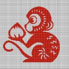 Chinese monkey symbol 2 silhouette cross stitch pattern in pdf